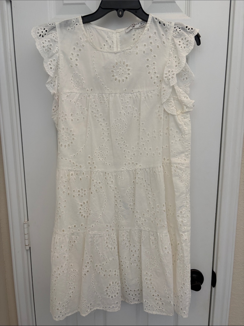 Women’s White Eyelet Tiered Ruffle Dress